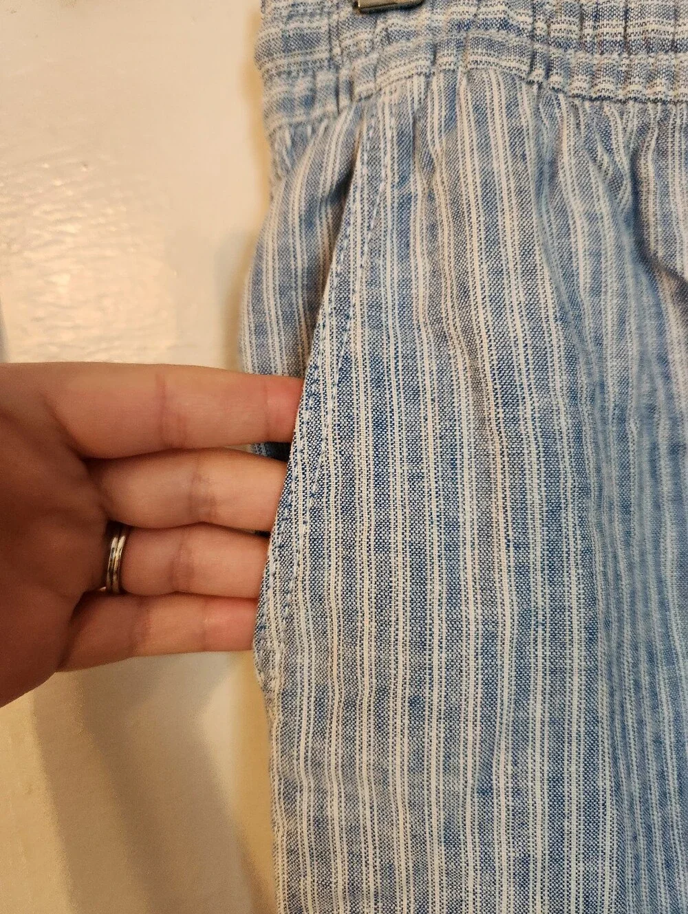 NWT ZARA Pants, Linen Blend Blue & White Striped, Lightweight Summer Sz XS